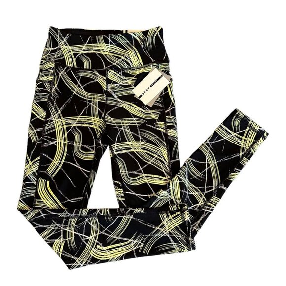 DKNY Womens Size XS Zest Highlighter Electric Shock Printed 7/8 Leggings NWT - Picture 1 of 7